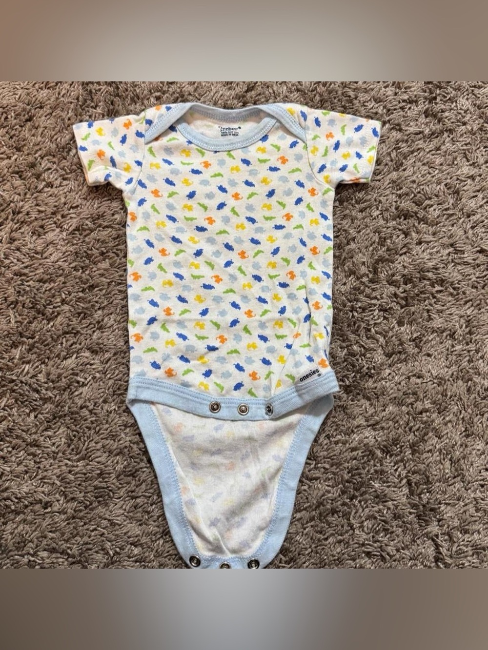 Gerber Onesies Multicolor Dinosaur Print Baby Bodysuit 3-6 Months